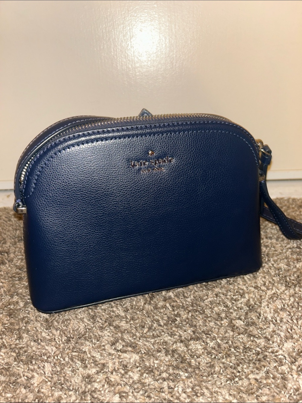 kate spade Navy Pebbled Leather Crossbody with Gold Logo